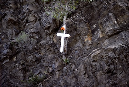 Memorial Cross at State Road Junction 75 - 76, near Taos, New Mexico